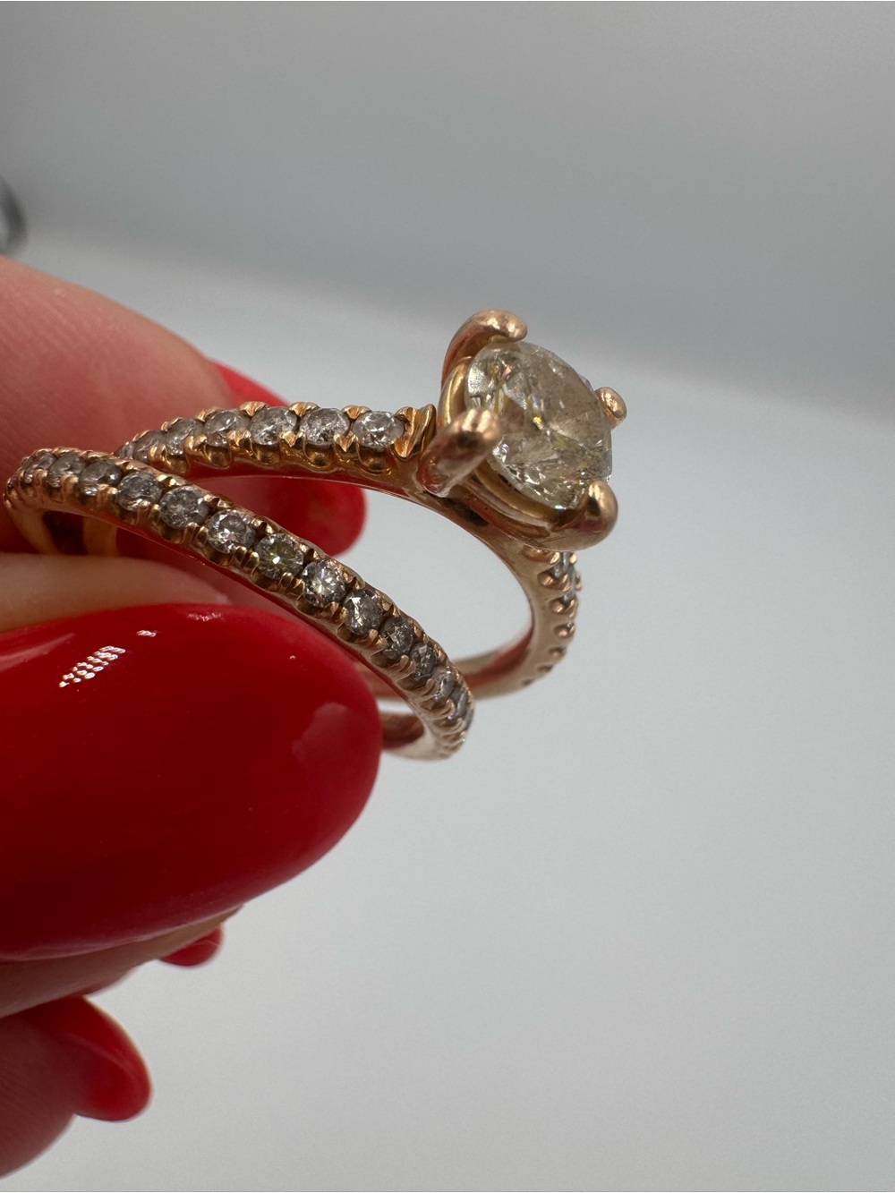 14K Rose Gold Lab-Grown Diamond Bridal Set 1.5 CTW Size 7.5 - Picture 11 of 17